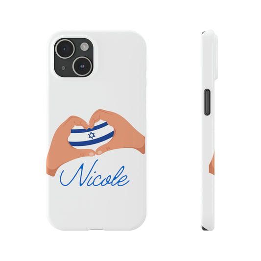 Personalized Hand Heart with Israel Flag iPhone Case